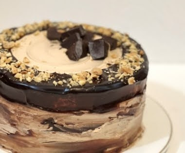 Mother's Day Cake - Chocolate Peanut Butter Caramel Crunch Cake