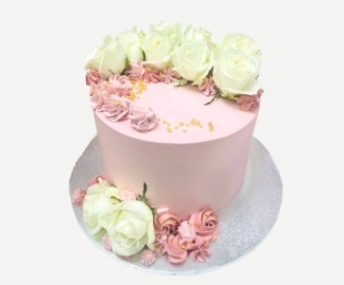 Anniversary Cake SIngapore - Fresh Flowers Dusty Pink