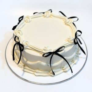 Valentine Cakes You Can Personalise at The Pine Garden: Ribbon Bow With Love (Black)