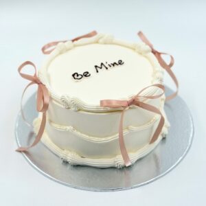 Valentine Cakes You Can Personalise at The Pine Garden: Ribbon Bow With Love (Pink)