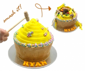 a 3d giant cupcake pinata cake
