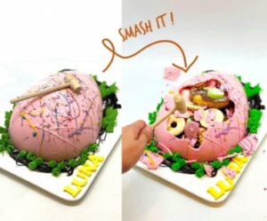 a 3d giant egg pinata cake