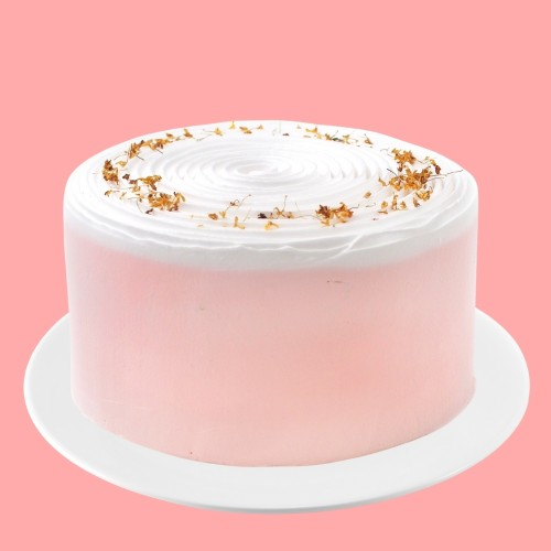 pink with cream cake