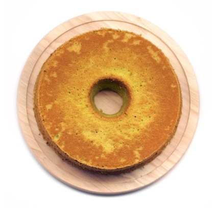 top view of a round pandan cake